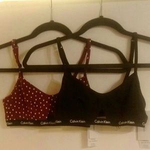 Set of Two Calvin Klein Bralettes - burgundy/black